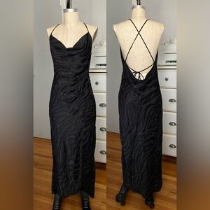 Womens Zara black animal burnout slip dress in size S.